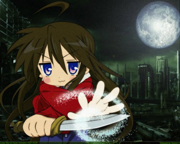 Anime picture 1280x1024 with lucky star kara no kyoukai kyoto animation type-moon izumi konata ryougi shiki cosplay parody girl