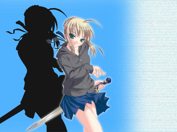 Anime picture 1024x768 with fate (series) fate/stay night studio deen type-moon artoria pendragon (all) saber sword