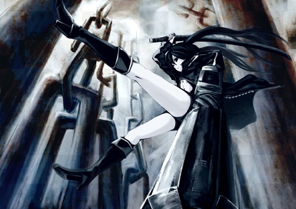 Anime picture 1169x827 with black rock shooter black rock shooter (character) yato (pondel) twintails girl