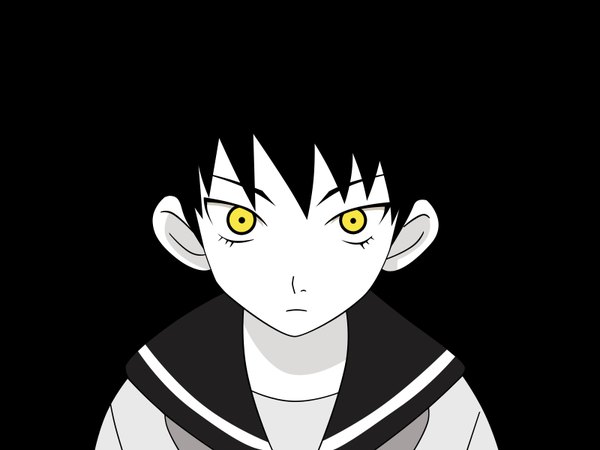 Anime picture 1600x1200 with sayonara zetsubou sensei shaft (studio) mitama mayo black background dark background