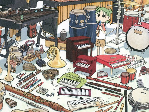 Anime picture 1280x960 with yotsubato koiwai yotsuba azuma kiyohiko music tagme