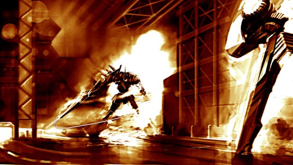 Anime picture 1920x1080 with armored core highres wide image weapon fire robot mecha