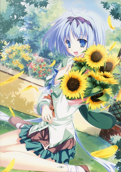Anime picture 4276x6071 with magus tale whirlpool (studio) mitsui mana tall image highres short hair smile girl skirt flower (flowers) bow hair bow yuka kujou rio-grande