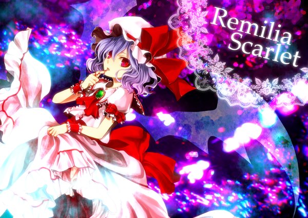 Anime picture 2170x1538 with touhou remilia scarlet macco (artist) highres short hair red eyes girl hat