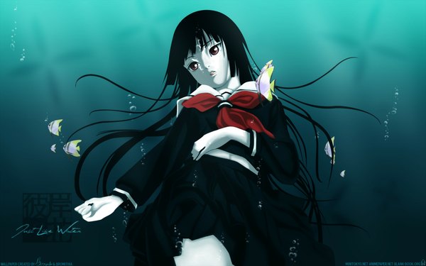 Anime picture 1920x1200 with hell girl studio deen enma ai highres wide image serafuku