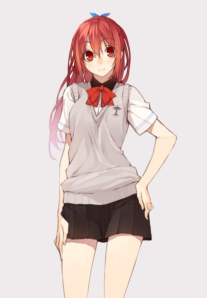 Anime picture 1741x2500 with free! kyoto animation matsuoka gou senmu single long hair tall image highres red eyes red hair girl skirt uniform school uniform vest