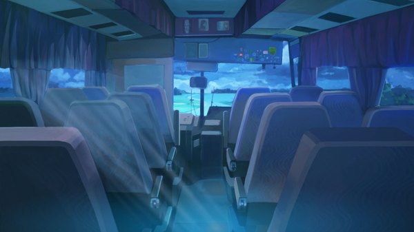 Anime picture 1920x1080 with everlasting summer iichan eroge arsenixc vvcephei highres wide image game cg night wallpaper light no people collaboration ground vehicle bus