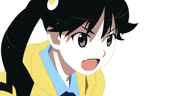 Anime picture 1600x900 with bakemonogatari shaft (studio) monogatari (series) araragi karen wide image white background close-up vector