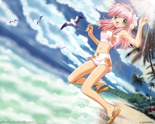 Anime picture 1280x1024 with galaxy angel madhouse milfeulle sakuraba swimsuit bikini floral print bikini