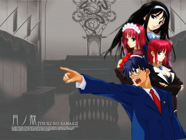 Anime picture 1024x768 with shingetsutan tsukihime ace attorney type-moon wallpaper cosplay pointing parody
