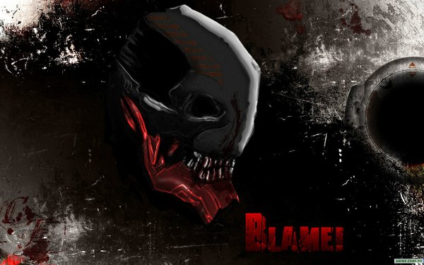 Anime picture 1280x800 with blame! single wide image profile skull