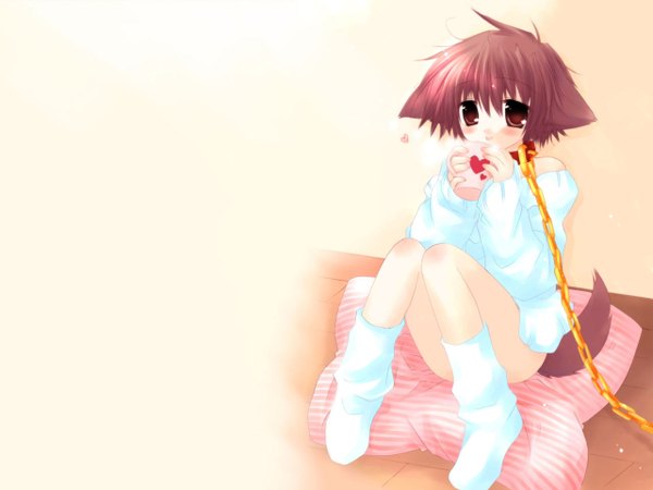 Anime picture 1280x960 with pure pure hinata sakurazawa izumi dog girl girl socks chain collar