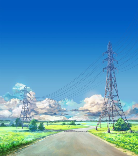 Anime picture 1920x2160 with everlasting summer iichan eroge arsenixc vvcephei tall image highres game cg sky no people landscape scenic collaboration meadow power lines road bushes
