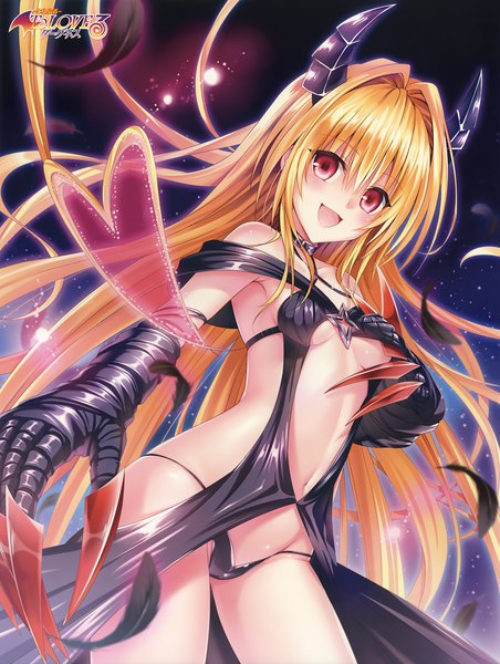 Anime picture 3955x5244 with toloveru toloveru darkness xebec konjiki no yami yabuki kentarou single tall image looking at viewer blush fringe highres breasts open mouth light erotic blonde hair hair between eyes red eyes standing absurdres very long hair