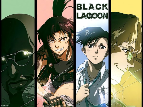 Anime picture 1152x864 with black lagoon madhouse revy (black lagoon) okajima rokuro dutch (black lagoon) benny (black lagoon)