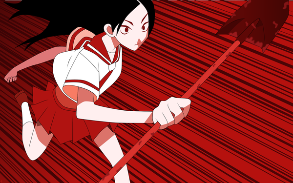 Anime picture 1920x1200 with sayonara zetsubou sensei shaft (studio) kitsu chiri highres wide image red background vector multicolored blood