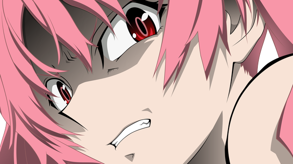 Anime picture 4250x2391 with shiki shimizu megumi madwulf (artist) single highres red eyes wide image pink hair absurdres grin close-up face transparent background vector girl