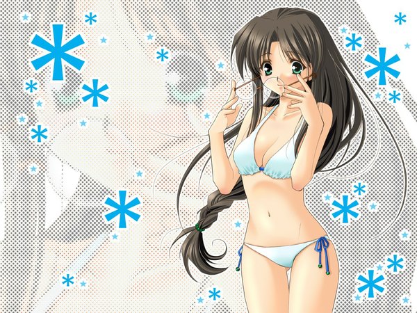 Anime picture 1024x768 with skin tight swimsuit bikini glasses white bikini tagme