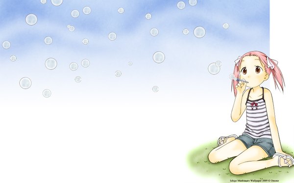 Anime picture 1680x1050 with ichigo mashimaro matsuoka miu wide image bubble (bubbles)