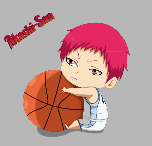 Anime picture 1000x962 with kuroko no basket production i.g akashi seijuurou flowerinhell single short hair simple background bare shoulders red hair inscription shadow character names heterochromia coloring chibi boy uniform shorts boots gym uniform