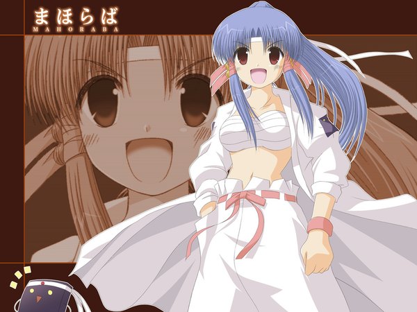 Anime picture 1024x768 with mahoraba j.c. staff aoba kozue akasaka saki twisty sleeves sarashi bousouzoku