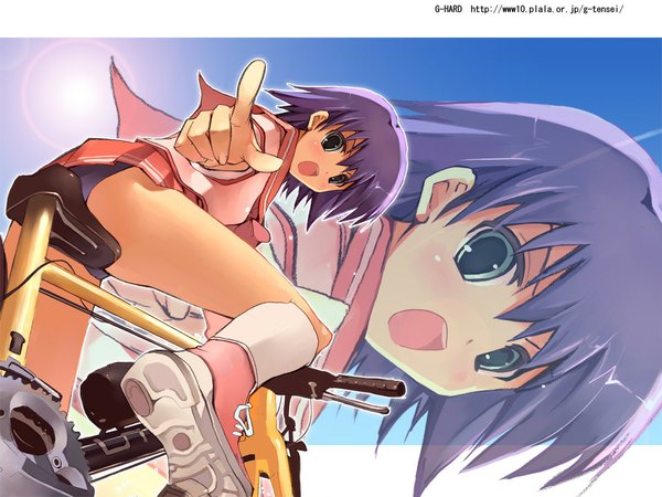 Anime picture 1024x768 with to heart 2 leaf (studio) tonami yuma ground vehicle bicycle tagme