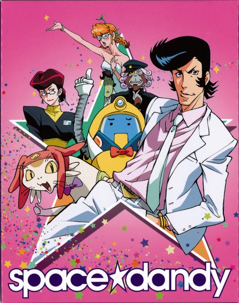 Anime picture 1620x2056 with space dandy studio bones dandy (space dandy) meow (space dandy) qt (space dandy) scarlet (space dandy) dr. gel freckles (space dandy) bea (space dandy) long hair tall image looking at viewer short hair open mouth blue eyes black hair smile bare shoulders multiple girls brown eyes
