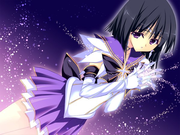 Anime picture 1600x1200 with bishoujo senshi sailor moon toei animation tomoe hotaru sailor saturn kobayashi chisato black hair purple eyes girl