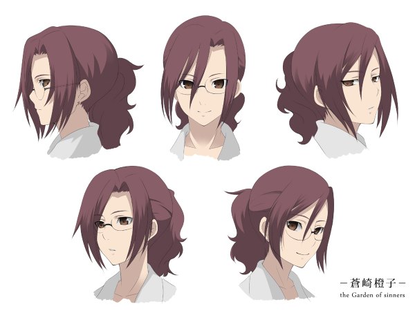 Anime picture 1200x900 with kara no kyoukai type-moon aozaki touko long hair smile red hair chart expressions glasses uto
