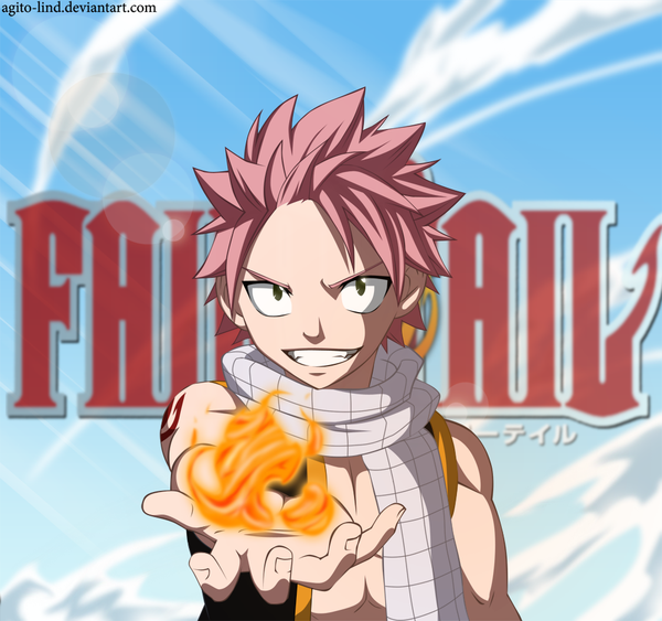 Anime picture 1000x939 with fairy tail natsu dragneel aagito single short hair smile green eyes pink hair sky cloud (clouds) sunlight inscription tattoo sleeveless grin coloring magic muscle boy scarf