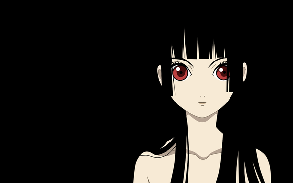 Anime picture 1920x1200 with hell girl studio deen enma ai highres wide image black background blending