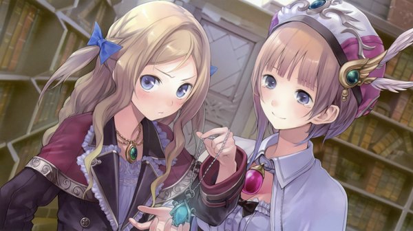Anime picture 2936x1646 with atelier (series) gust (company) rorolina frixell cordelia von feuerbach kishida mel blush highres blue eyes blonde hair brown hair wide image multiple girls tears girl 2 girls