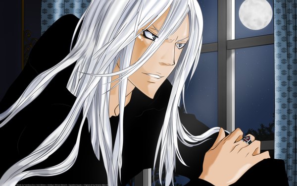 Anime picture 1920x1200 with katekyou hitman reborn highres wide image white hair night boy moon