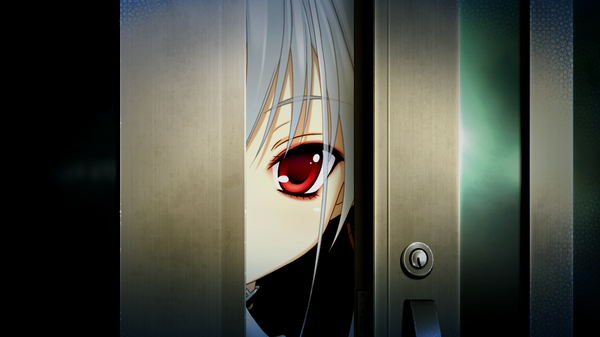 Anime picture 1024x576 with nekonade distortion nanakase kotoko long hair red eyes wide image game cg white hair girl