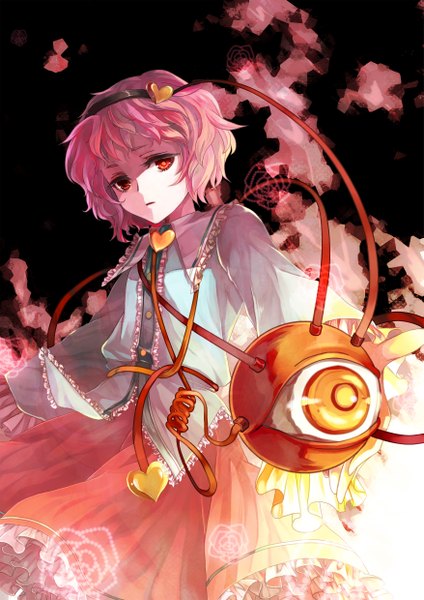 Anime picture 1753x2480 with touhou komeiji satori awa toka single tall image highres short hair red eyes pink hair eyes girl heart eyeball