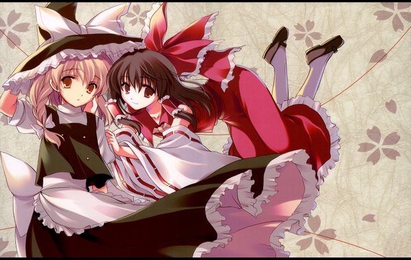 Anime picture 1650x1050 with touhou hakurei reimu kirisame marisa girl