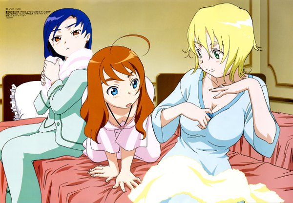 Anime picture 2513x1744 with mai-otome sunrise (studio) arika yumemiya nina wong erstin ho highres light erotic cleavage breast envy pajamas