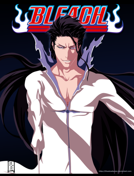 Anime picture 1467x1922 with bleach studio pierrot aizen sousuke ryuji-16 single long hair tall image black hair simple background smile japanese clothes pink eyes inscription coloring boy kimono