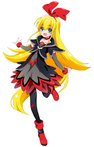 Anime picture 550x851 with precure dokidoki! precure toei animation regina (dokidoki! precure) zooya single tall image looking at viewer blush fringe open mouth blue eyes blonde hair smile hair between eyes standing very long hair :d standing on one leg spread arms