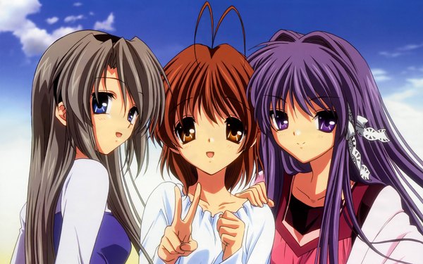 Anime picture 3840x2400 with clannad key (studio) furukawa nagisa fujibayashi kyou sakagami tomoyo highres wide image