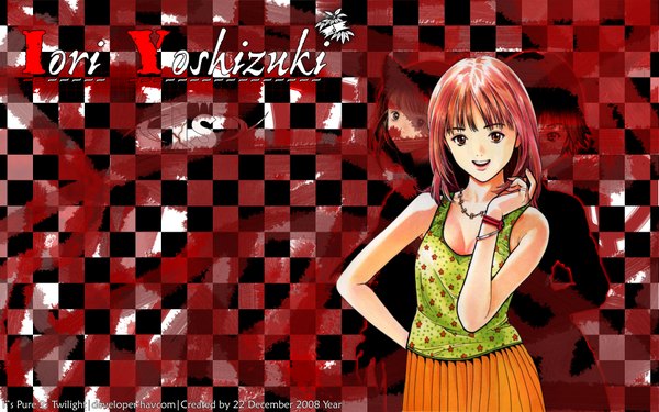 Anime picture 1920x1200 with i"s yoshizuki iori akiba itsuki havcom highres wide image multiple girls pink hair checkered checkered background girl 3 girls
