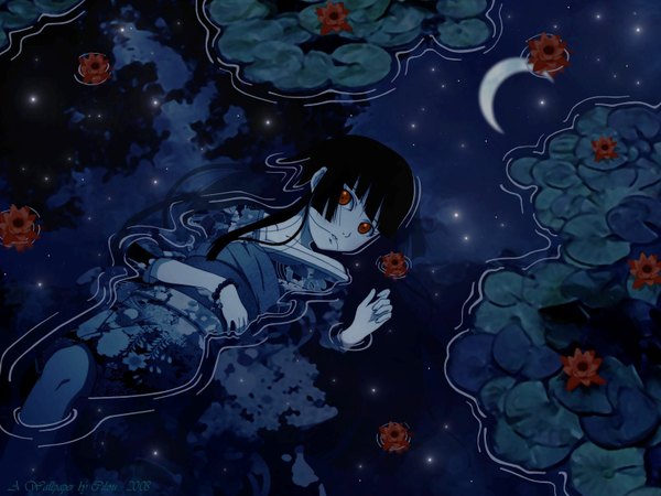 Anime picture 1600x1200 with hell girl studio deen enma ai blue background tagme
