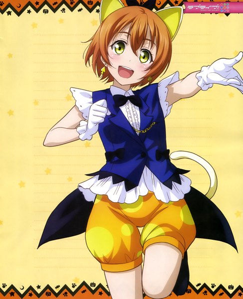 Anime picture 2885x3554 with love live! school idol project sunrise (studio) love live! hoshizora rin single tall image looking at viewer blush highres short hair open mouth brown hair green eyes animal ears tail animal tail cat ears cat girl cat tail girl