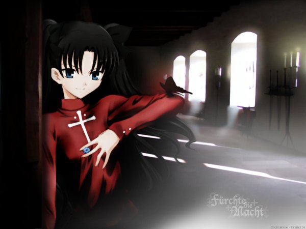 Anime picture 1600x1200 with fate (series) fate/stay night studio deen type-moon toosaka rin tagme