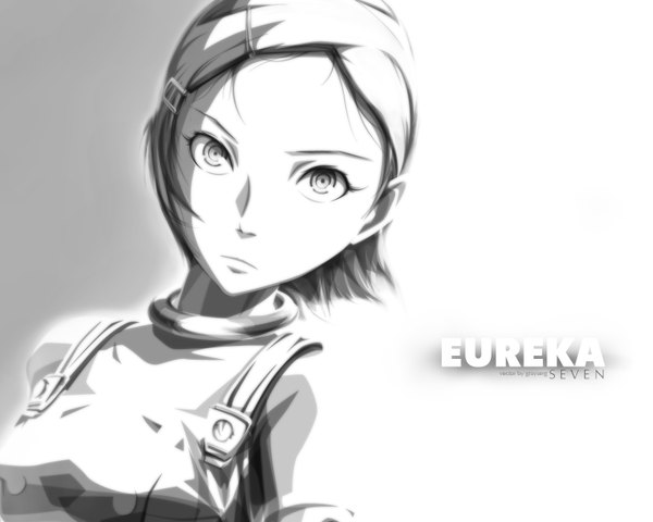 Anime picture 1600x1280 with eureka seven studio bones eureka short hair white background monochrome hair ornament hairclip