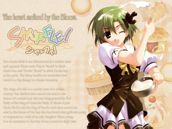 Anime picture 1024x768 with shuffle! shigure asa shintarou green hair wallpaper uniform school uniform cream