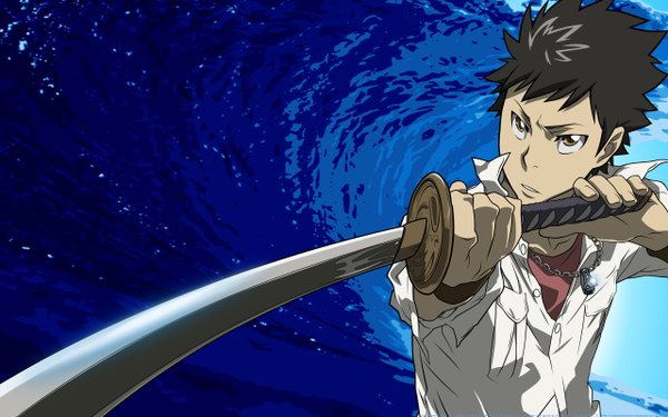 Anime picture 2560x1600 with katekyou hitman reborn yamamoto takeshi highres wide image vector boy sword