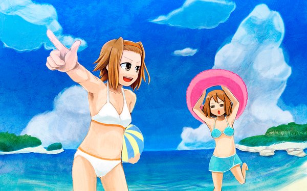 Anime picture 2000x1250 with k-on! kyoto animation hirasawa yui tainaka ritsu highres wide image swimsuit