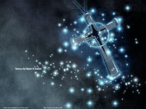 Anime picture 1024x768 with bleach studio pierrot signed inscription sparkle text dark background no people glow quincy cross cross necklace
