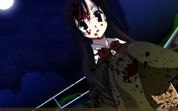 Anime picture 1920x1200 with school days katsura kotonoha highres wide image vector blood